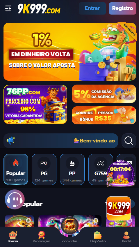 9k999 Registro - Interface do aplicativo móvel